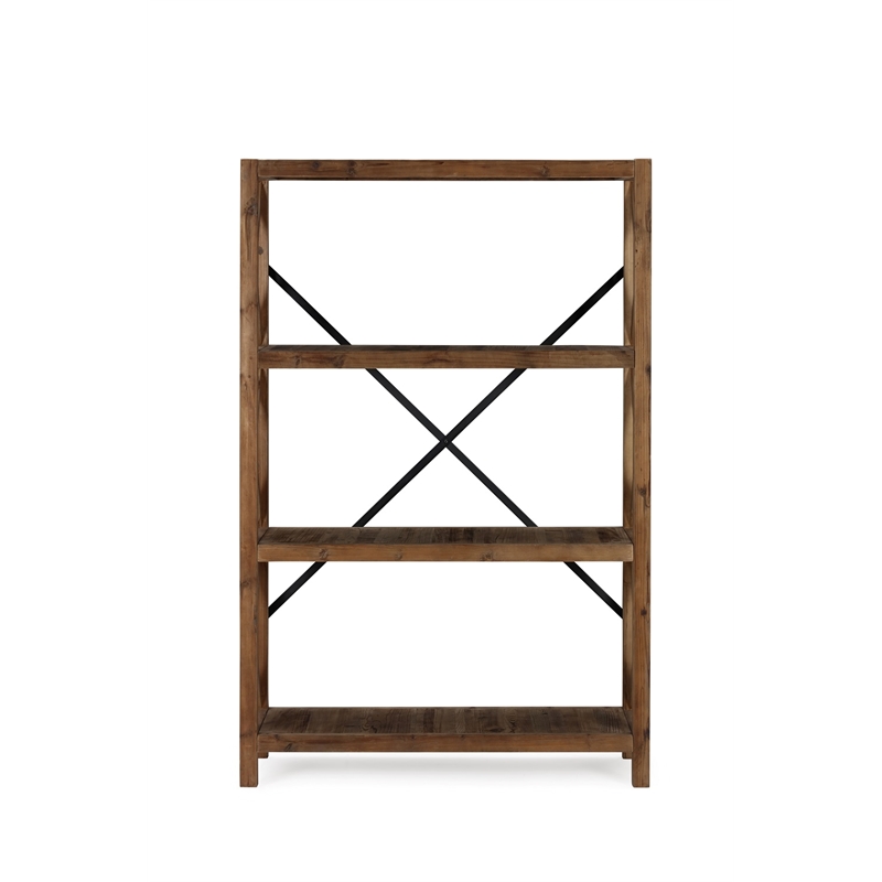 Bowery Hill Contemporary 3-Shelf Wood Bookcase in Natural/Black