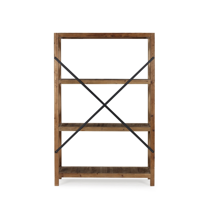 Bowery Hill Contemporary 3-Shelf Wood Bookcase in Natural/Black