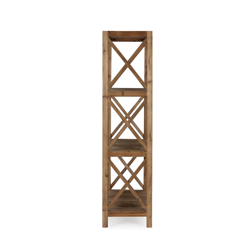 Bowery Hill Contemporary 3-Shelf Wood Bookcase in Natural/Black