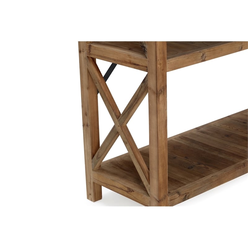 Bowery Hill Contemporary 3-Shelf Wood Bookcase in Natural/Black