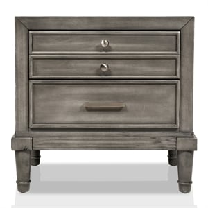 Bowery Hill Contemporary Solid Wood 3-Drawer Nightstand in Gray