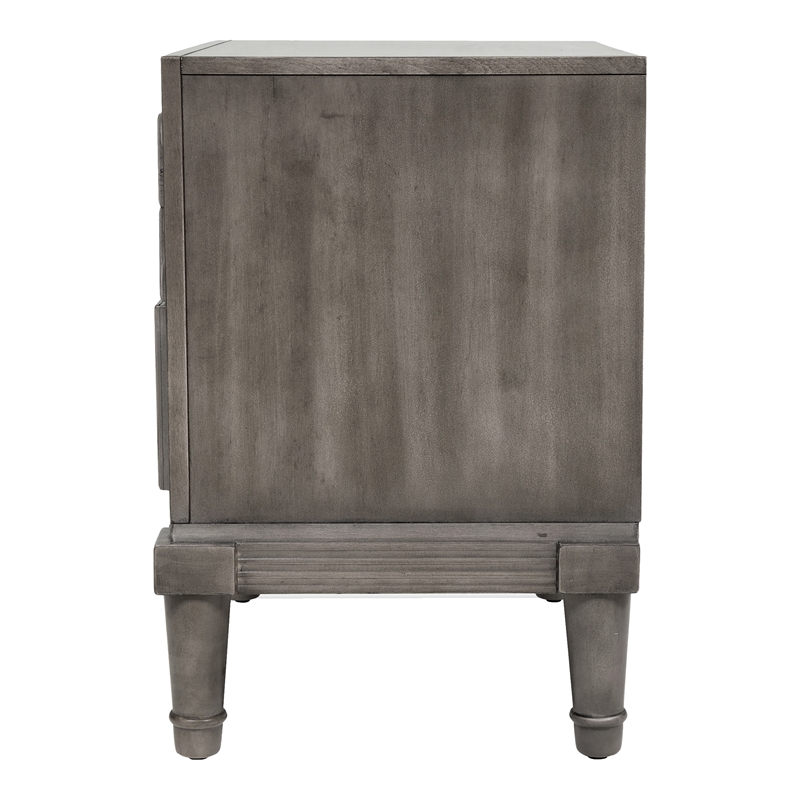 Bowery Hill Contemporary Solid Wood 3-Drawer Nightstand in Gray