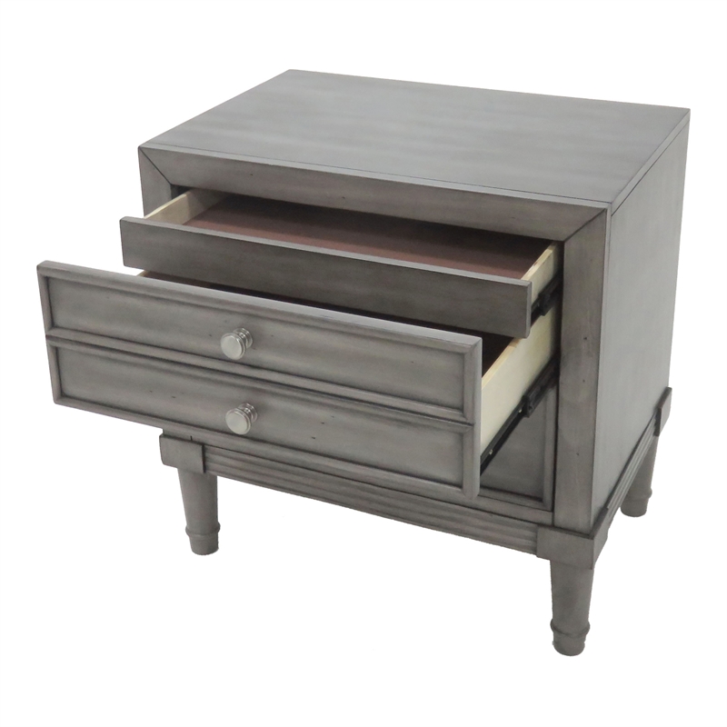 Bowery Hill Contemporary Solid Wood 3-Drawer Nightstand in Gray