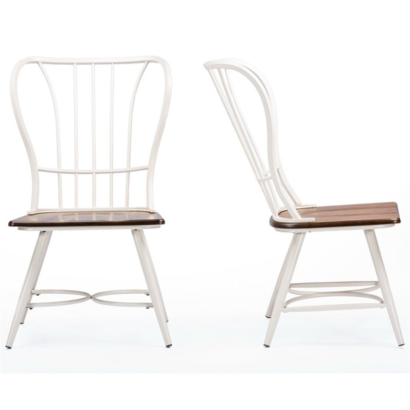 Bowery Hill Contemporary Dining Side Chair in White (Set of 2)