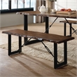 Bowery Hill Wood Striking Geometric Legs Dining Bench in Walnut