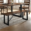 Bowery Hill Wood Striking Geometric Legs Dining Bench in Walnut