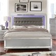 Bowery Hill Modern / Contemporary Wood Queen Bed with LED in Silver