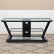 Bowery Hill Contemporary Glass Metal Frame TV Stand in Black