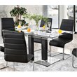 Bowery Hill Modern Glass Top Dining Table in Black and Silver
