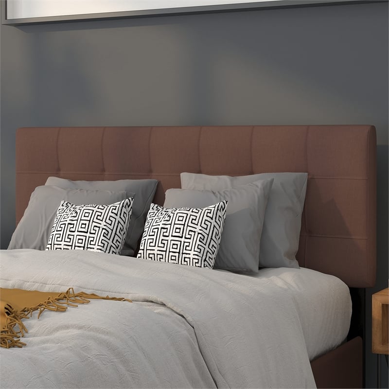 Bowery Hill Modern Tufted Full Panel Headboard in Dark Brown