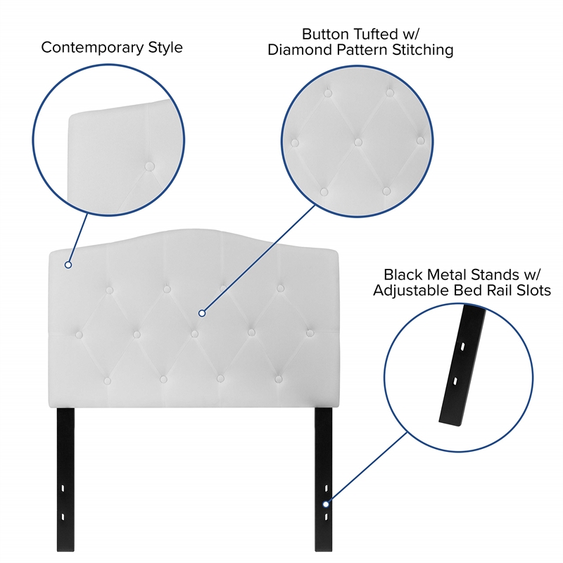 Bowery Hill Contemporary Tufted Twin Panel Headboard in White