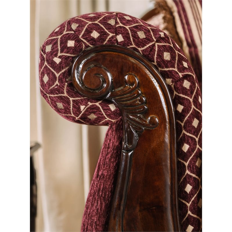 Bowery Hill Faux Leather 2-Piece Sofa Set in Dark Brown & Burgundy