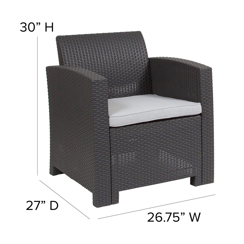 Bowery Hill Contemporary Wicker / Rattan Patio Chair in Dark Gray