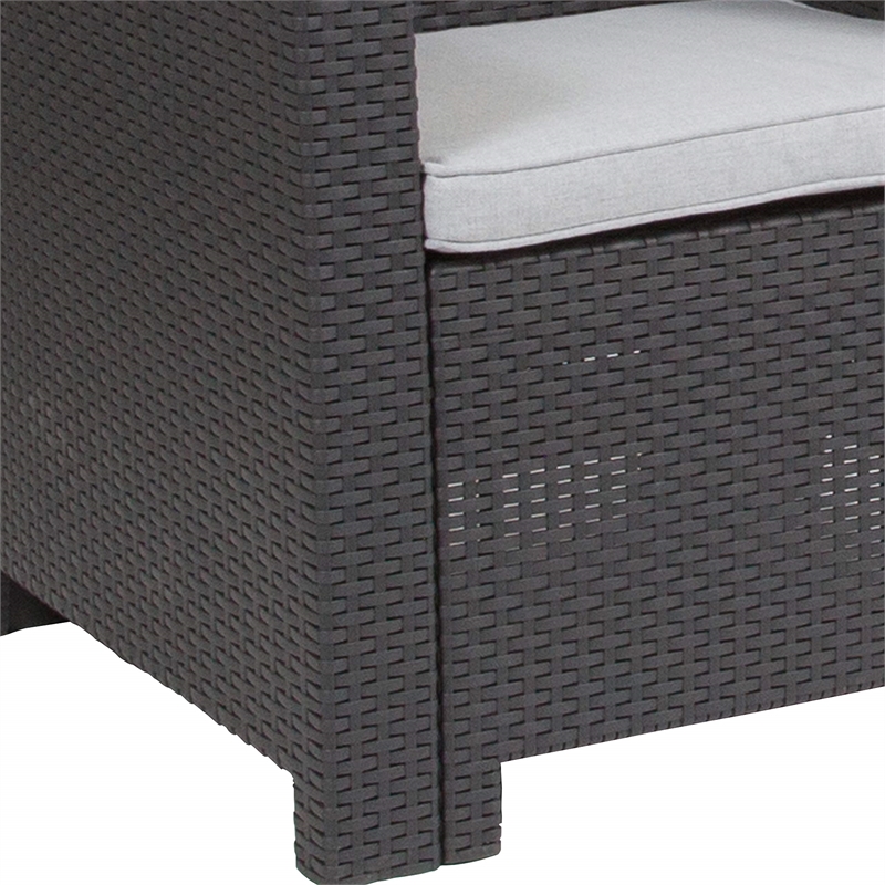 Bowery Hill Contemporary Wicker / Rattan Patio Chair in Dark Gray