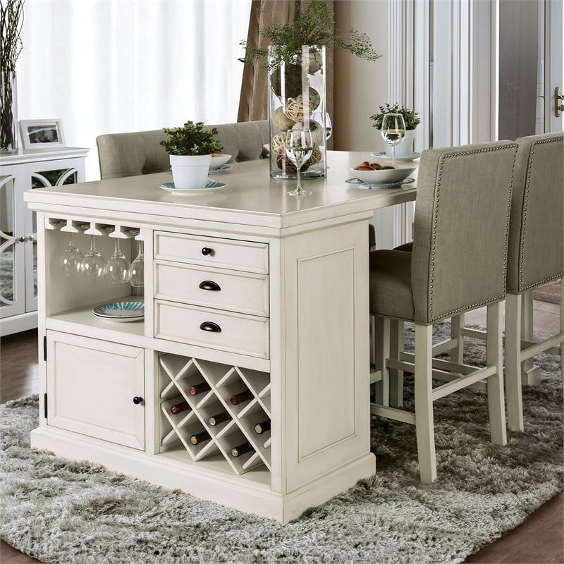 Bowery Hill Wood Counter Height Dining Table in Antique White