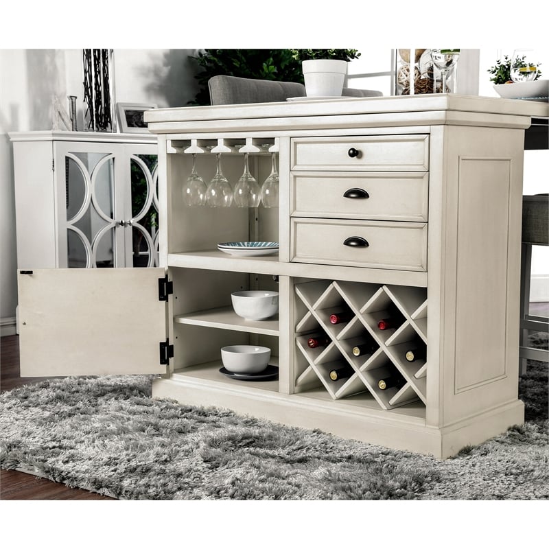 Bowery Hill Wood Counter Height Dining Table in Antique White