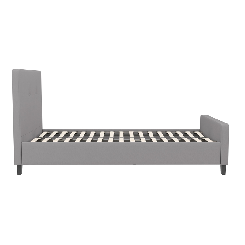Bowery Hill Contemporary Tufted Full Platform Bed in Light Gray