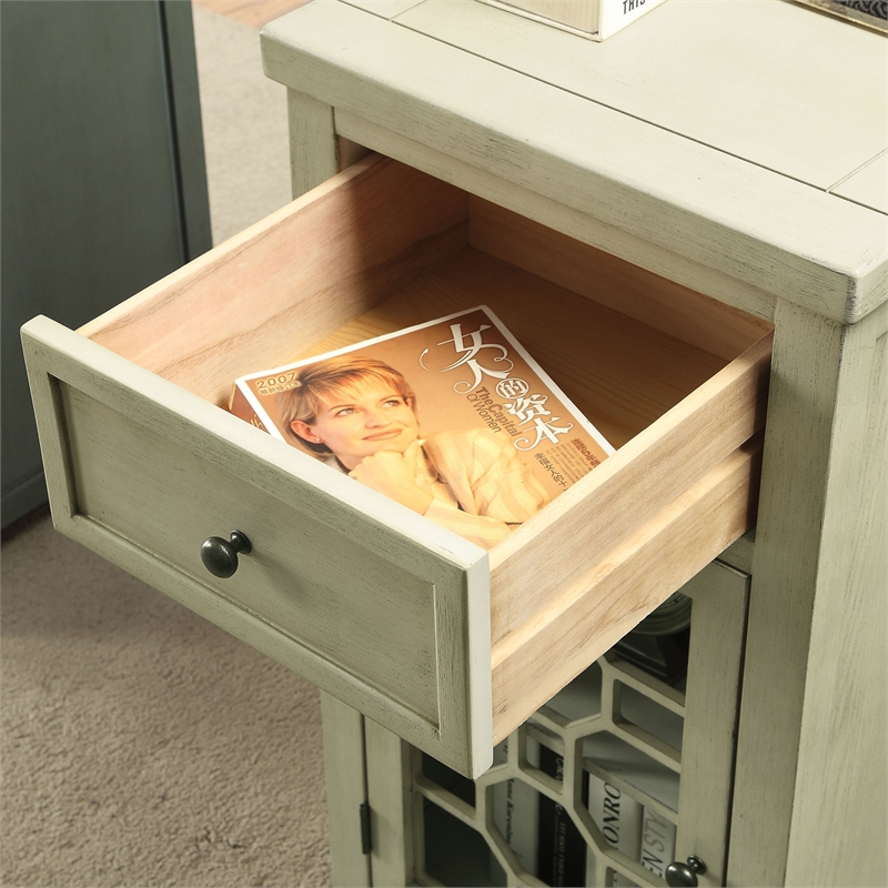 Bowery Hill Modern Wood 1-Drawer Side Table in Antique White