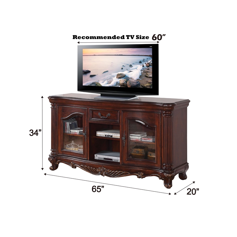 Bowery Hill Modern / Contemporary TV Stand in Brown Finish Cherry