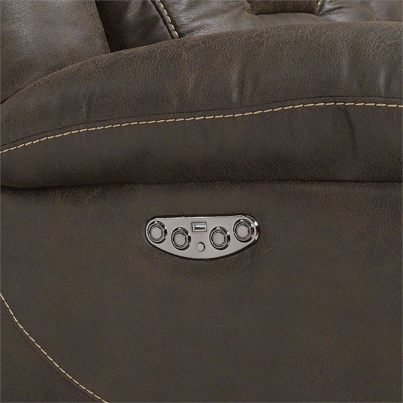 Bowery Hill Modern Faux Leather Reclining Sofa in Saddle Brown