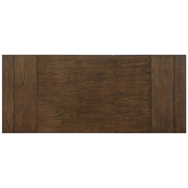 Bowery Hill Rectangular Wooden Dining Table with Extension Leaf in Dark Oak