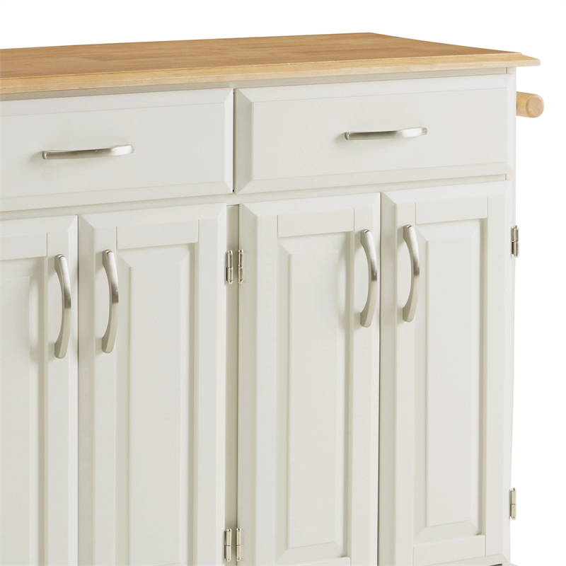 Bowery Hill Modern / Contemporary Wood Kitchen Cart in Off White
