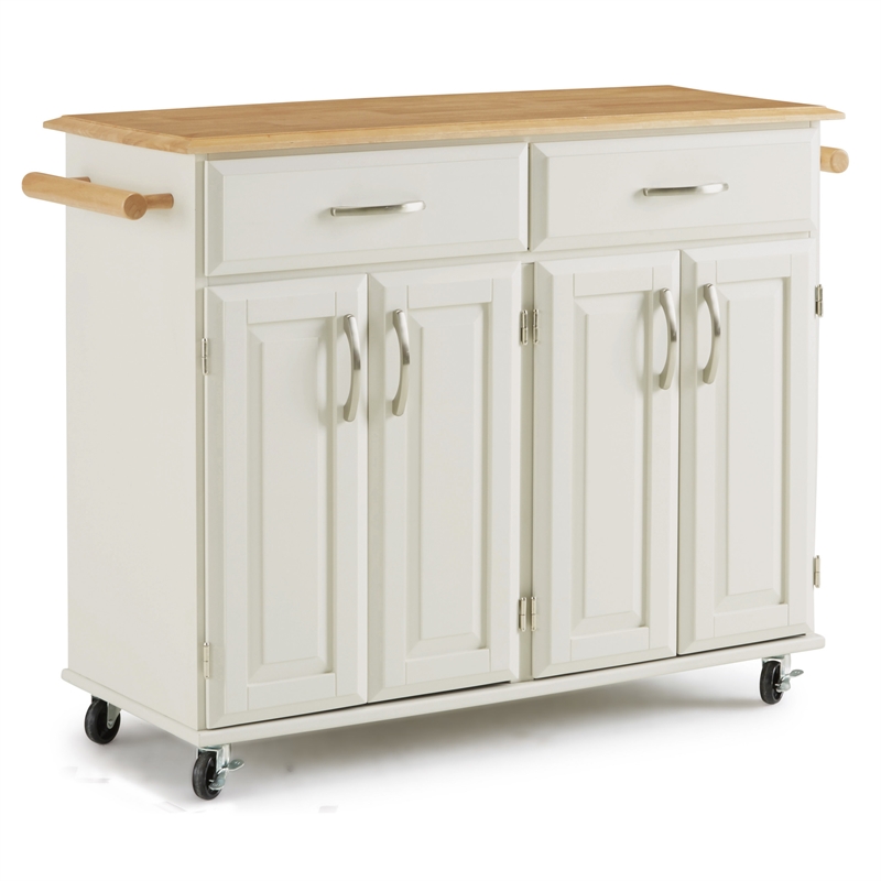 Bowery Hill Modern / Contemporary Wood Kitchen Cart in Off White