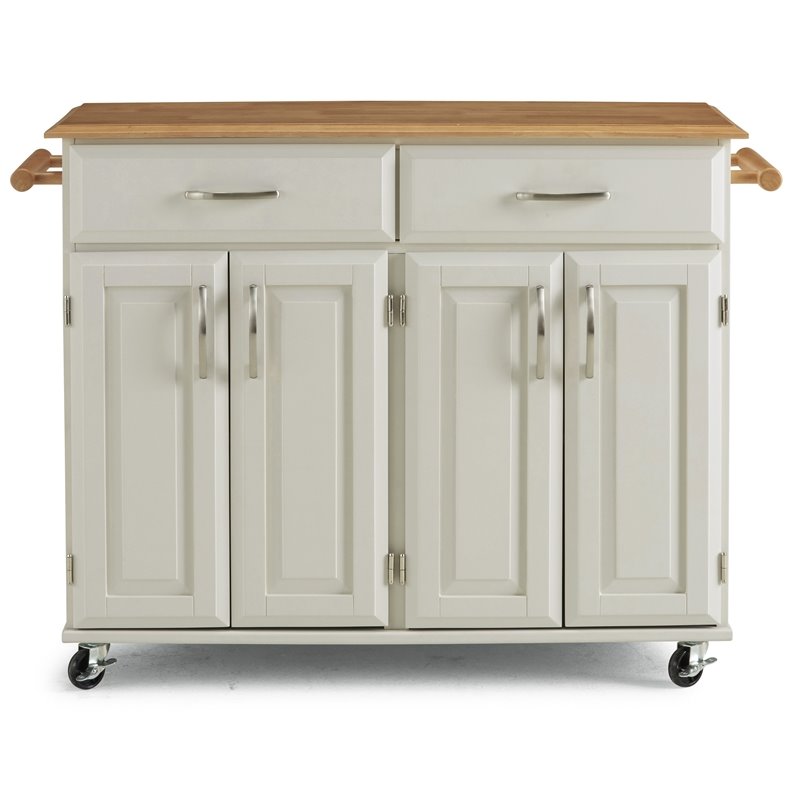 Bowery Hill Modern / Contemporary Wood Kitchen Cart in Off White