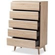 Bowery Hill 5 Drawer Modern Chest in Light Oak and Dark Grey
