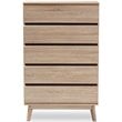 Bowery Hill 5 Drawer Modern Chest in Light Oak and Dark Grey