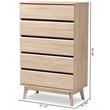 Bowery Hill 5 Drawer Modern Chest in Light Oak and Dark Grey