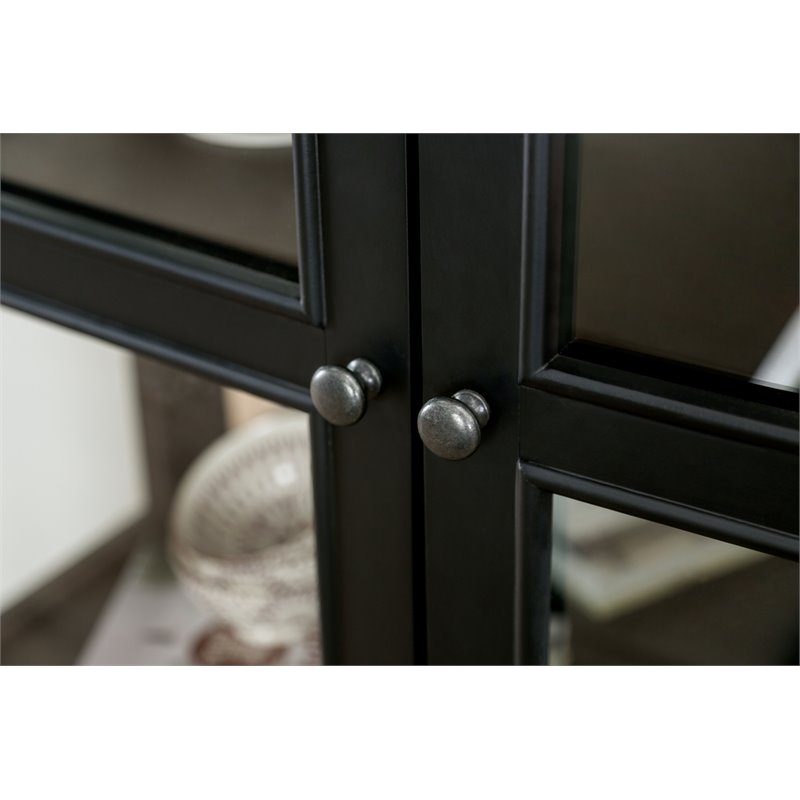 Bowery Hill Transitional Wood 4-Shelf Curio Cabinet in Black