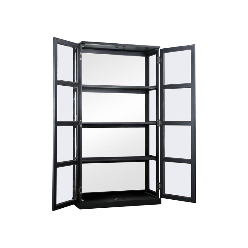Bowery Hill Transitional Wood 4-Shelf Curio Cabinet in Black