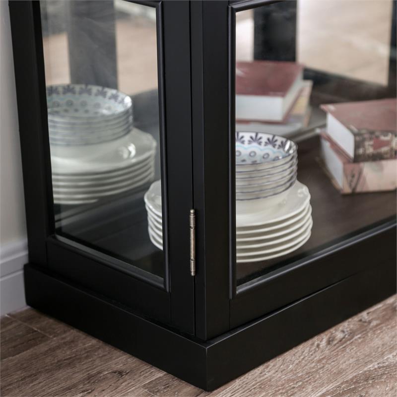 Bowery Hill Transitional Wood 4-Shelf Curio Cabinet in Black