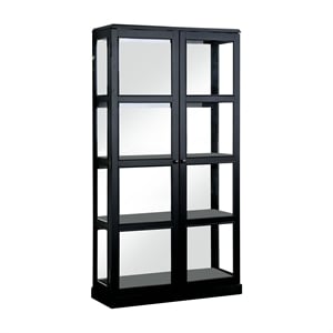 Bowery Hill Transitional Wood 4-Shelf Curio Cabinet in Black