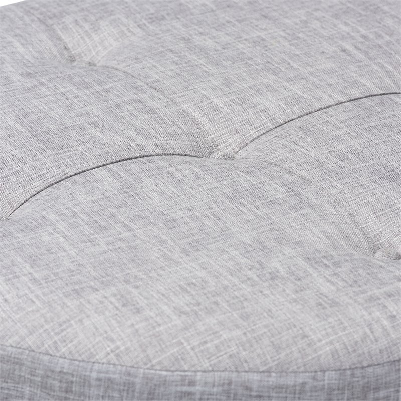 Bowery Hill Tufted Fabric and Wood Coffee Table Ottoman in Light Gray