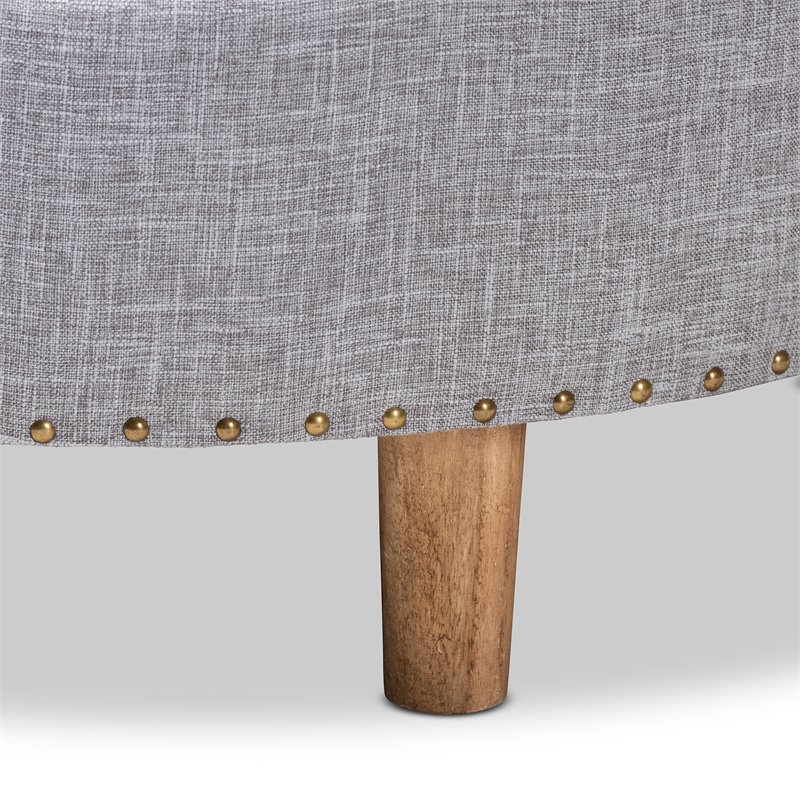 Bowery Hill Tufted Fabric and Wood Coffee Table Ottoman in Light Gray