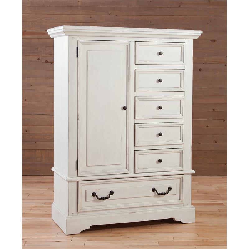 Bowery Hill Contemporary Antique White Wood Gentleman's Chest