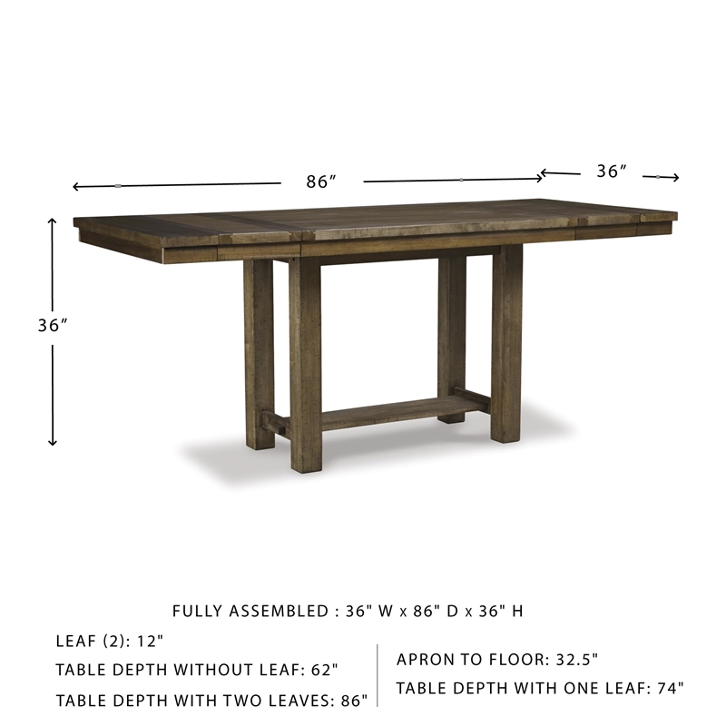 Bowery Hill Modern Extendable Counter Height Dining Table in Brown