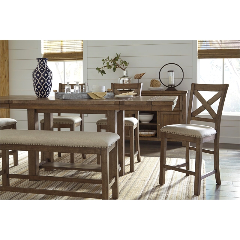 Bowery Hill Modern Extendable Counter Height Dining Table in Brown