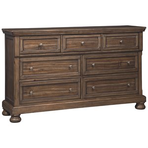 bowery hill modern / contemporary 7 drawer dresser in medium brown