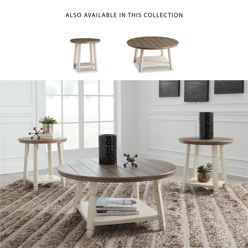Bowery Hill Modern 3 Piece Coffee Table Set in White and Oak