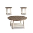 Bowery Hill Modern 3 Piece Coffee Table Set in White and Oak