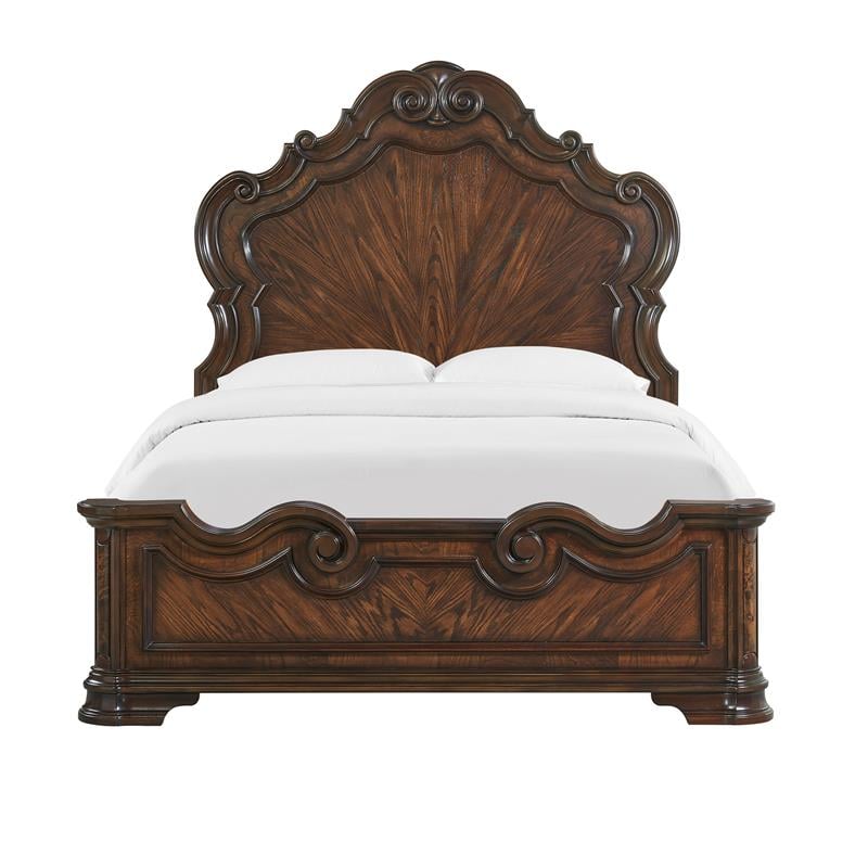 Bowery Hill Traditional Wood King Bed in Brown Cherry Finish