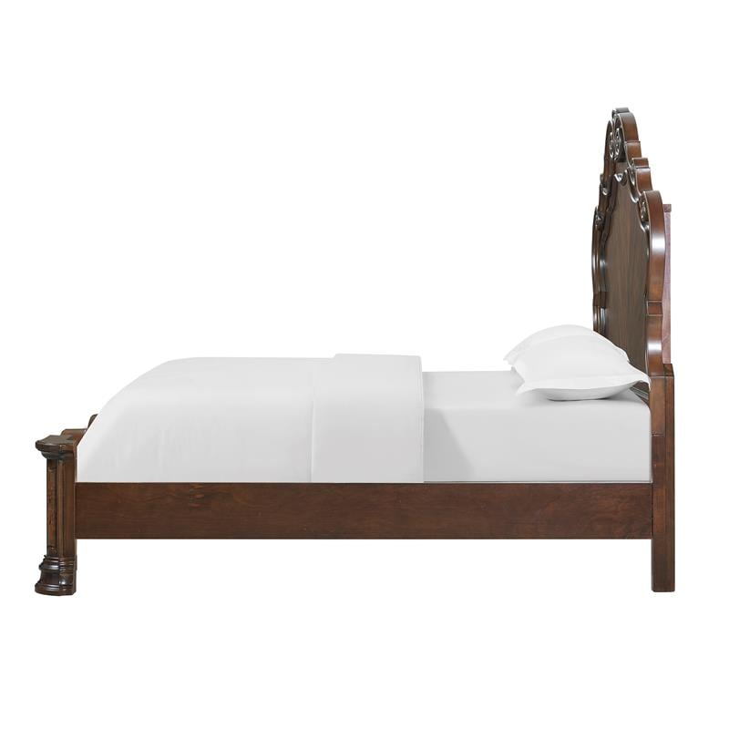 Bowery Hill Traditional Wood King Bed in Brown Cherry Finish