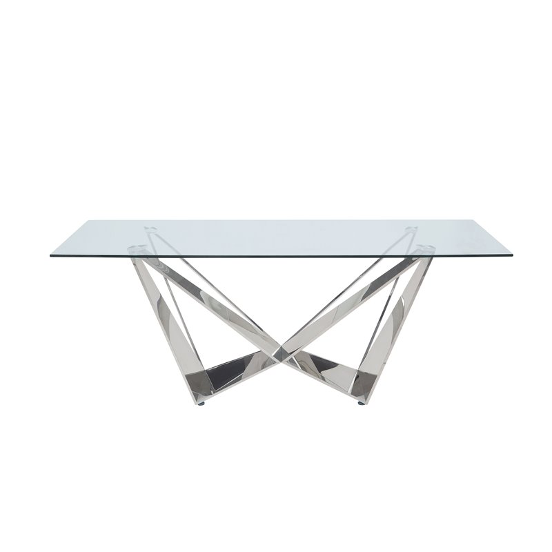 Bowery Hill Dining Contemporary styled Glass Table in Chrome Finish