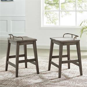 Bowery Hill Modern Rustic Smokey Oak Solid Wood Counter Stool
