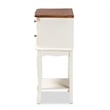 Bowery Hill French White and Cherry Brown Wood 2-Drawer End Table