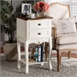Bowery Hill French White and Cherry Brown Wood 2-Drawer End Table