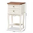 Bowery Hill French White and Cherry Brown Wood 2-Drawer End Table